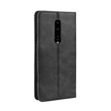  Flip Cover OnePlus 7 Pro Effet Cuir Vintage Stylisé