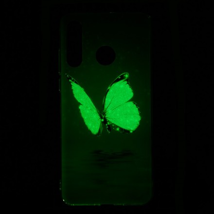 Coque Huawei P30 Lite Papillon Bleu Fluorescente