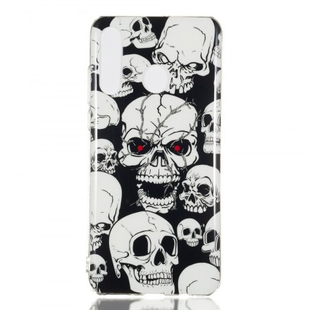 Coque Huawei P30 Lite Attention Têtes de Mort Fluorescente