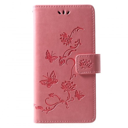 Housse Huawei P30 Lite Papillons Et Fleurs À Lanière