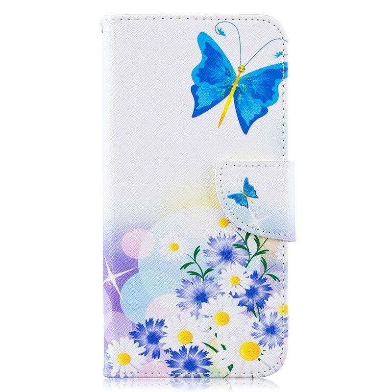 Housse Samsung Galaxy A10 Papillons et Fleurs Peints