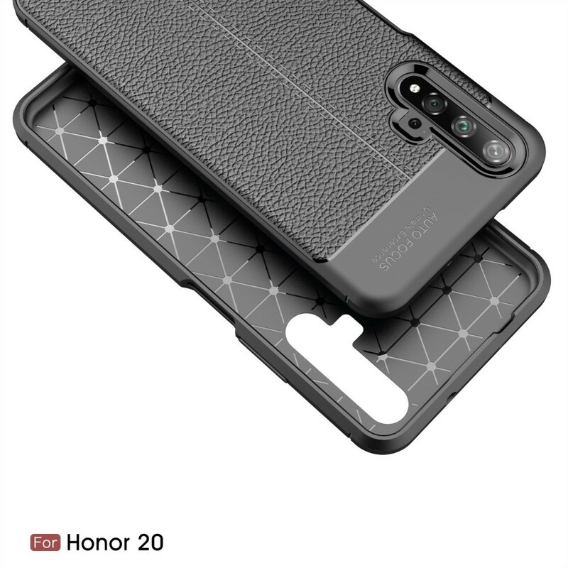 Coque Honor 20 Effet Cuir Litchi Double Line