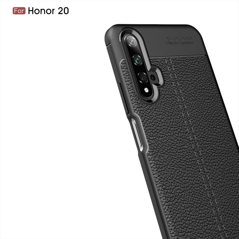 Coque Honor 20 Effet Cuir Litchi Double Line