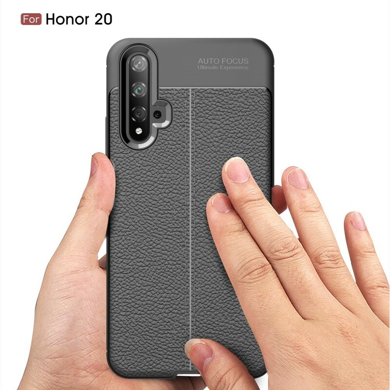 Coque Honor 20 Effet Cuir Litchi Double Line