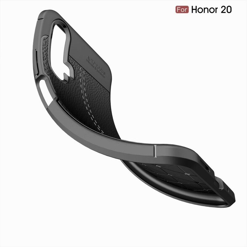 Coque Honor 20 Effet Cuir Litchi Double Line