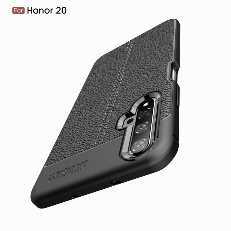 Coque Honor 20 Effet Cuir Litchi Double Line