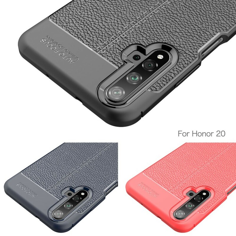 Coque Honor 20 Effet Cuir Litchi Double Line