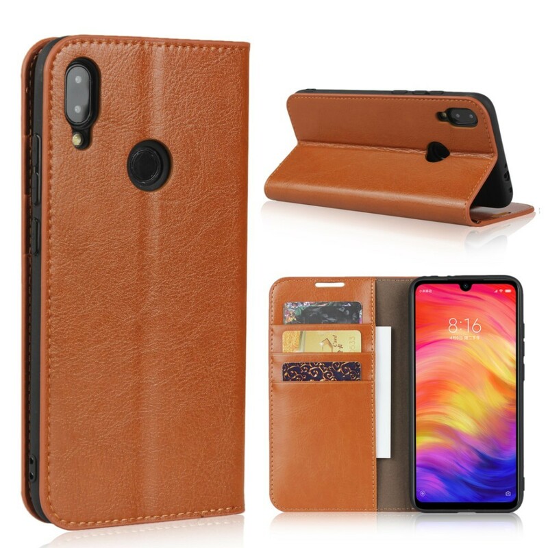 Flip Cover Xiaomi Redmi Note 7  Cuir Véritable Vieilli