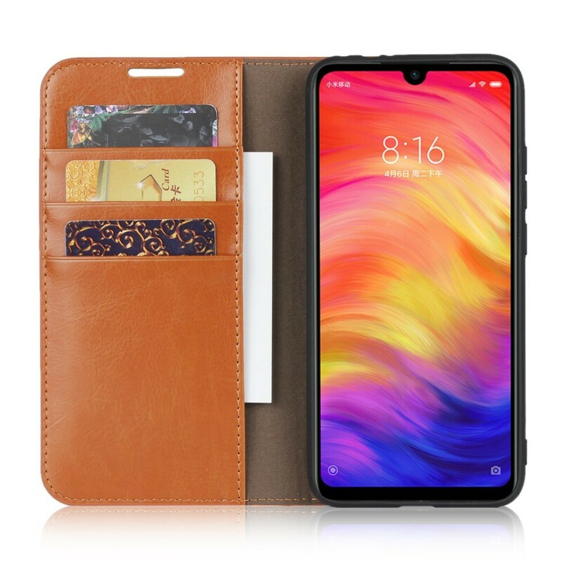 Flip Cover Xiaomi Redmi Note 7  Cuir Véritable Vieilli