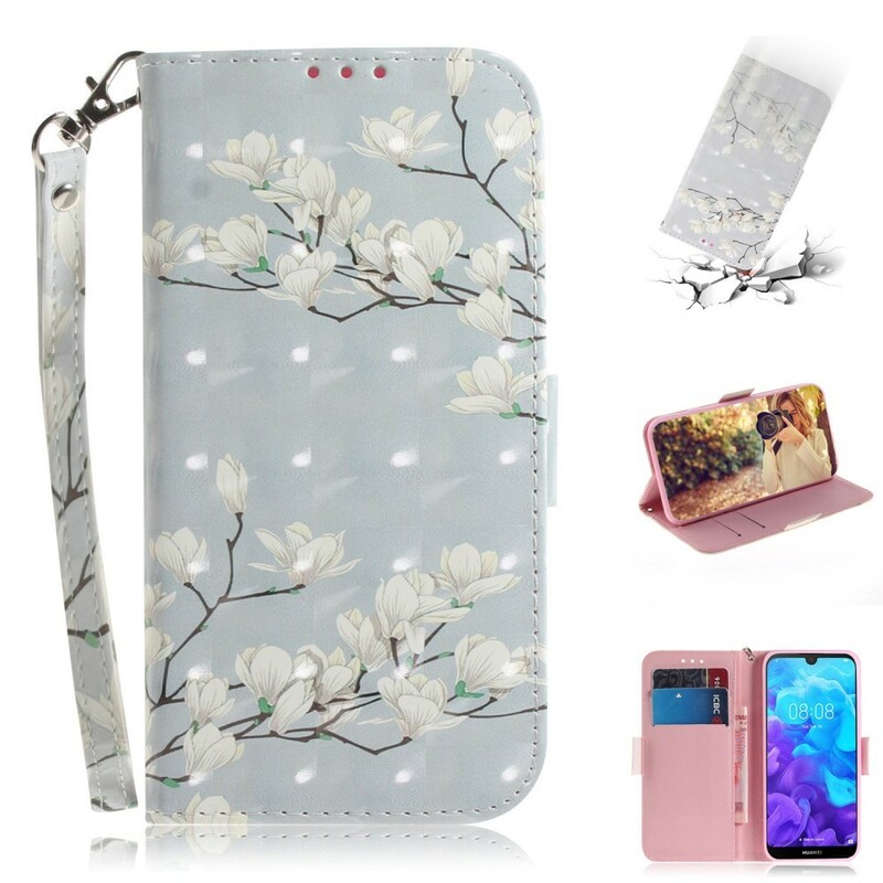 Housse Huawei Y5 2019 Arbre en Fleurs à Lanière