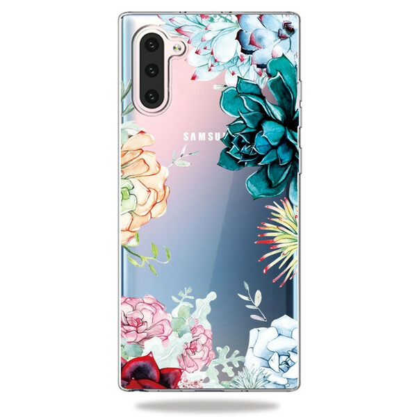 Coque Samsung Galaxy Note 10 Transparente Fleurs Aquarelles