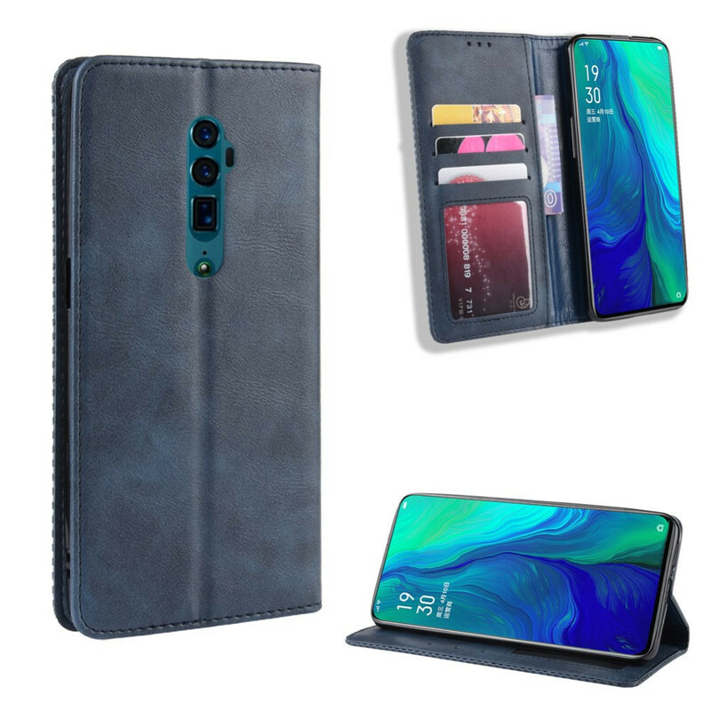 Flip Cover Oppo Reno 10x Zoom Effet Cuir Vintage Stylisé