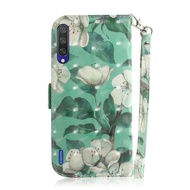 Housse Xiaomi Mi A3 Branche en Fleurs à Lanière