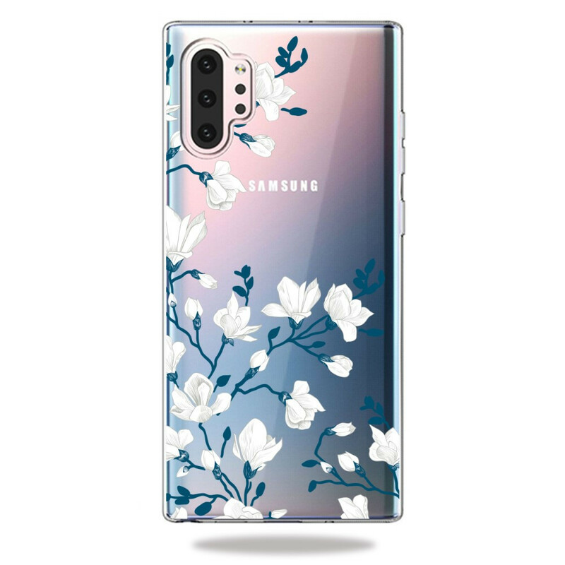 Coque Samsung Galaxy Note 10 Plus Fleurs Blanches