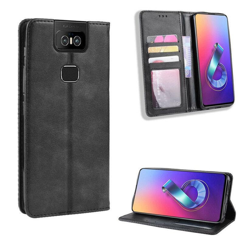 Flip Cover Asus ZenFone 6 Effet Cuir Vintage Stylisé