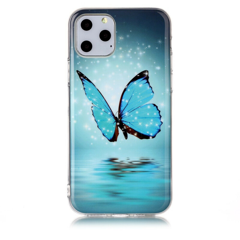 Coque iPhone 11 Papillon Bleu Fluorescente