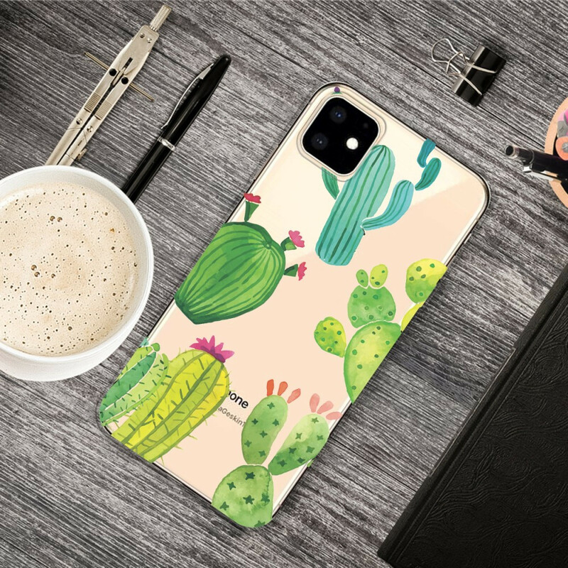 Coque iPhone 11 Cactus Aquarelle