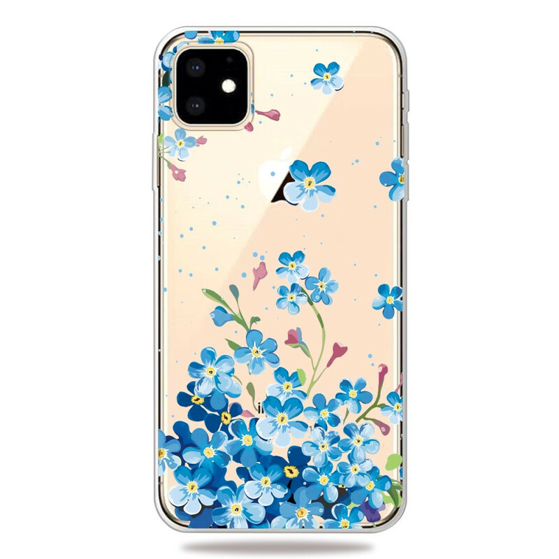 Coque iPhone 11 Bouquet de Fleurs Bleues