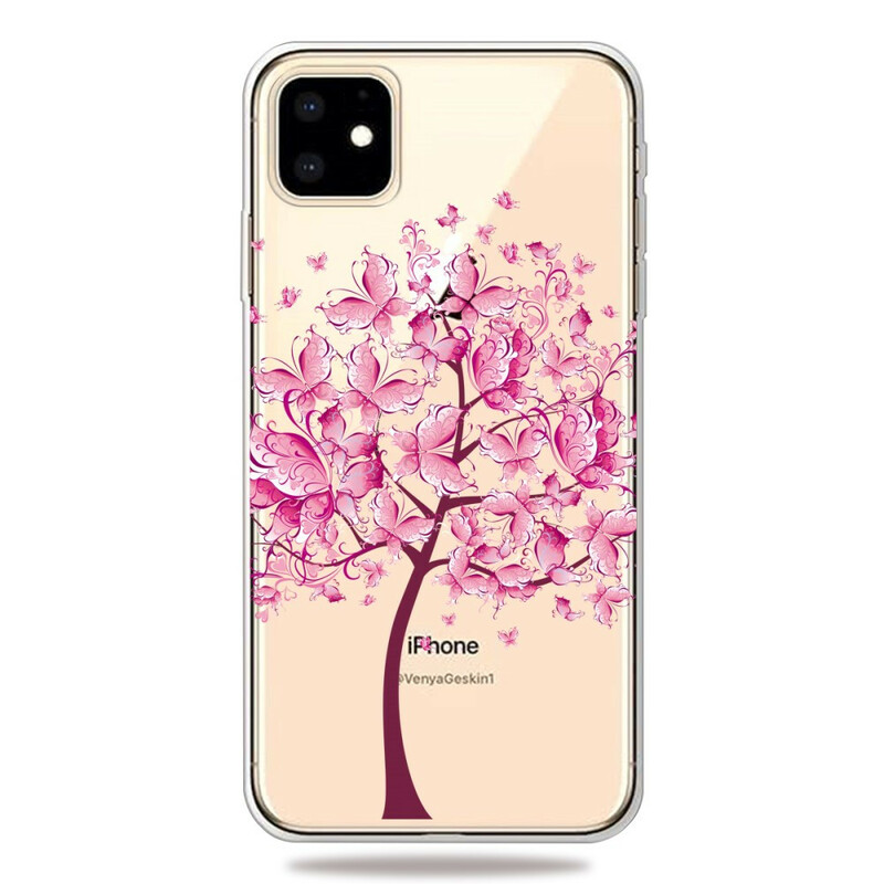 Coque iPhone 11 Top Arbre Rose