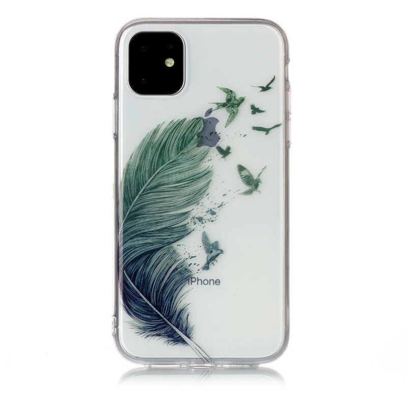 Coque iPhone 11 Transparente Plume Colorée