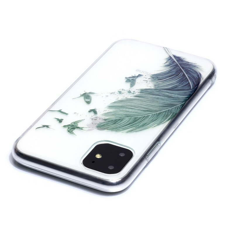 Coque iPhone 11 Transparente Plume Colorée