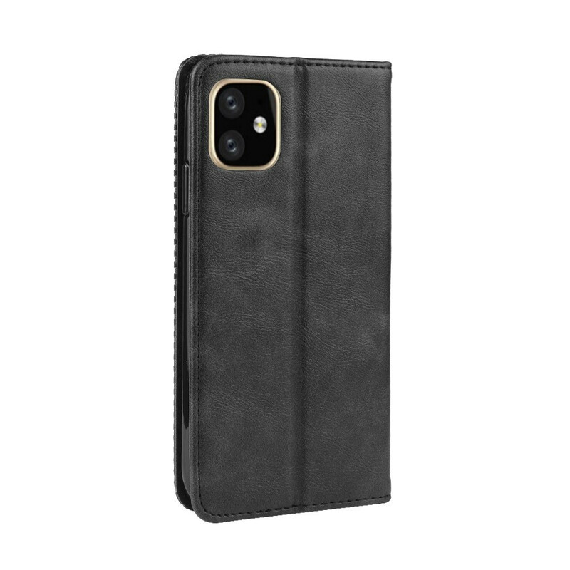 Flip Cover iPhone 11 Pro Max Effet Cuir Vintage Stylisé