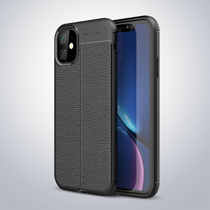 Coque iPhone 11 Effet Cuir Litchi Double Line