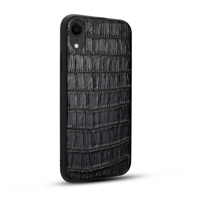 Coque iPhone XR Véritable Cuir Texture Crocodile