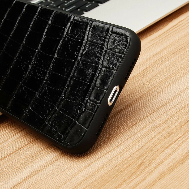 Coque iPhone XR Véritable Cuir Texture Crocodile