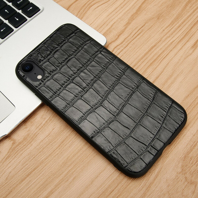 Coque iPhone XR Véritable Cuir Texture Crocodile