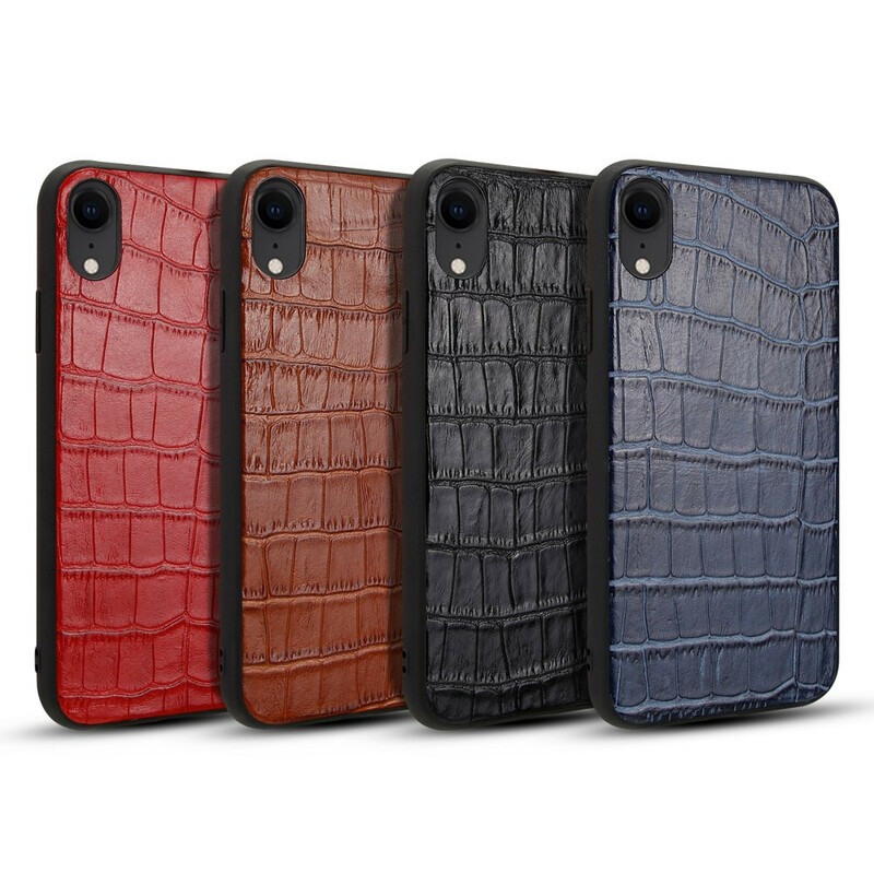 Coque iPhone XR Véritable Cuir Texture Crocodile