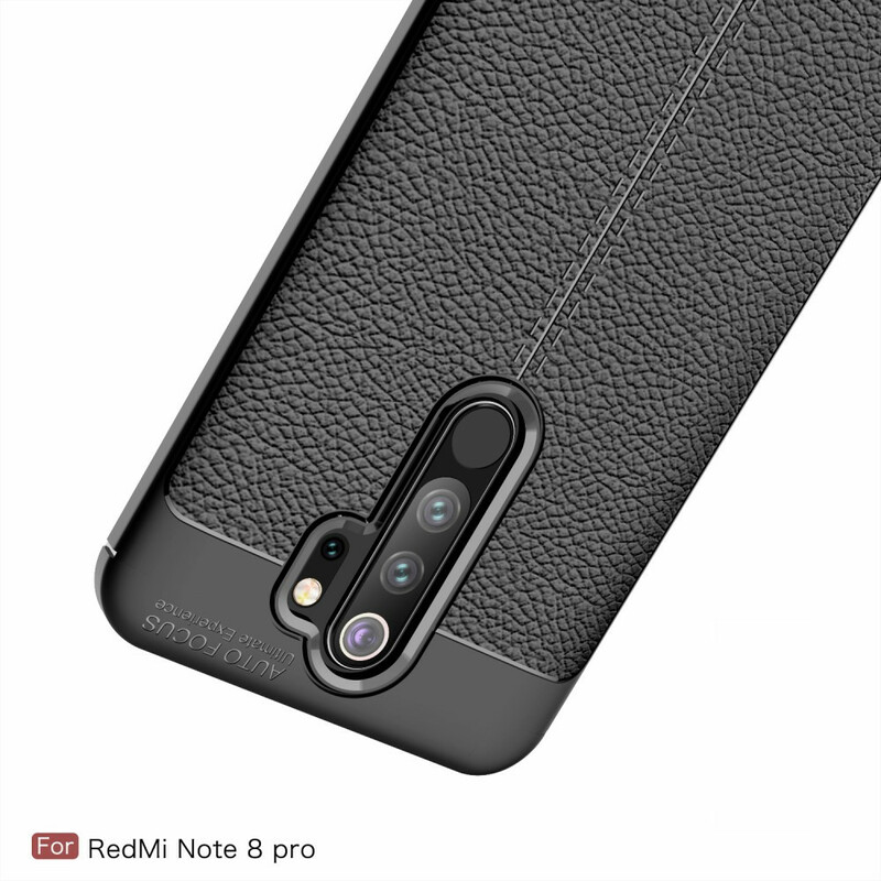 Coque Xiaomi Redmi Note 8 Pro Effet Cuir Litchi Double line