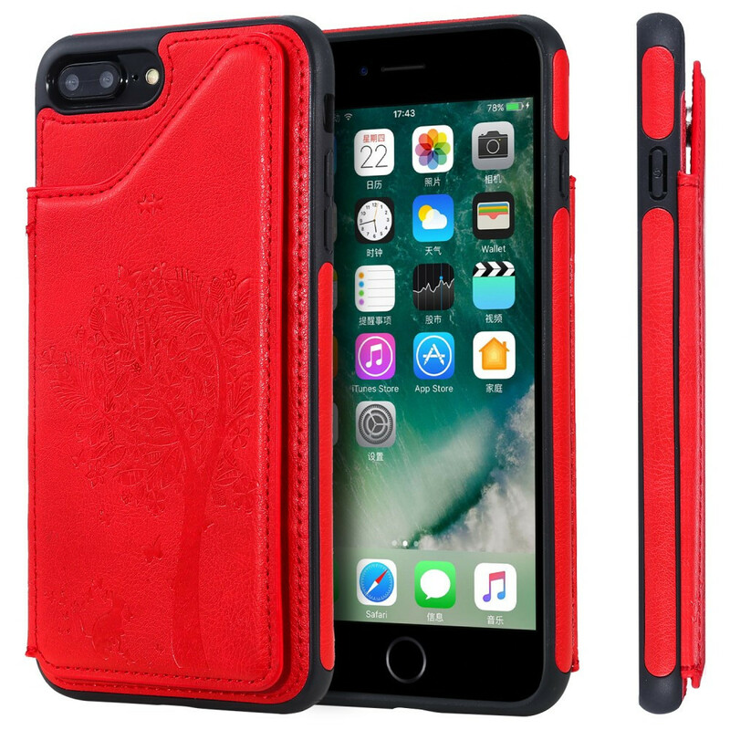 Coque iPhone 8 Plus / 7 Plus Porte-Cartes Support Impression Chat