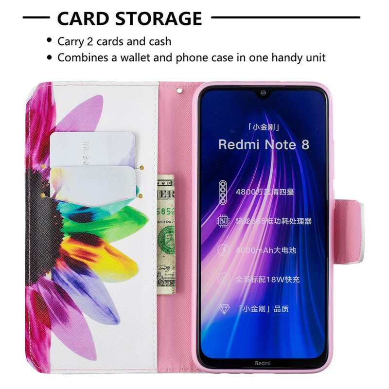 Housse Xiaomi Redmi Note 8 Fleur Aquarelle