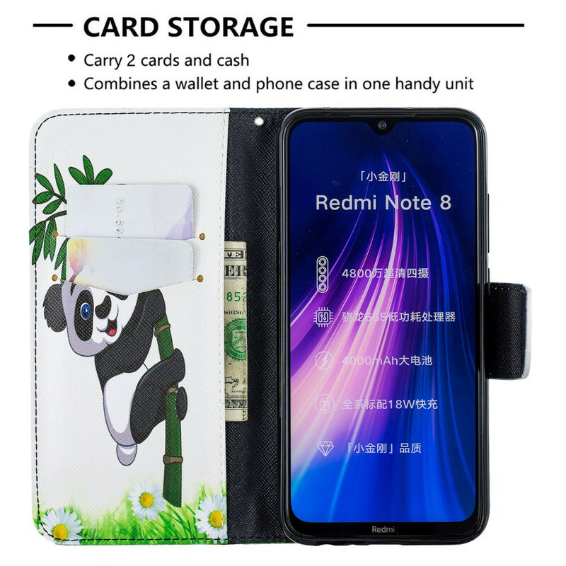 Housse Xiaomi Redmi Note 8 Panda sur le Bambou