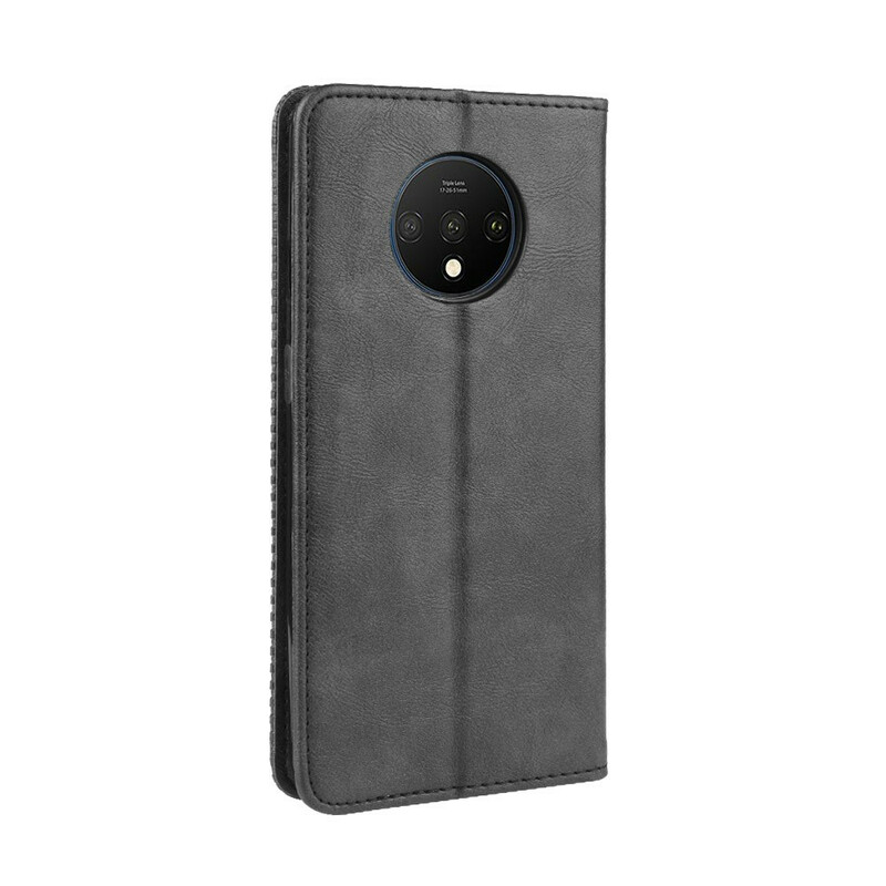  Flip Cover OnePlus 7T Effet Cuir Vintage Stylisé