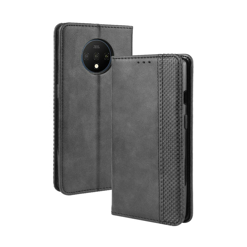  Flip Cover OnePlus 7T Effet Cuir Vintage Stylisé