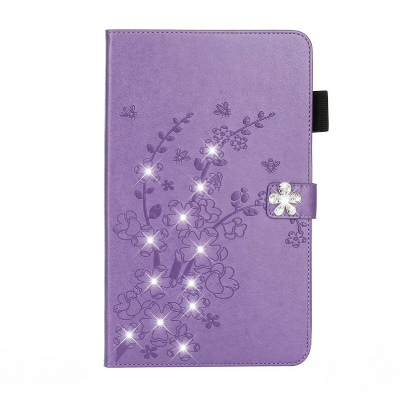 Housse iPad 10.2" (2019) Effet Cuir Diamants Floraux