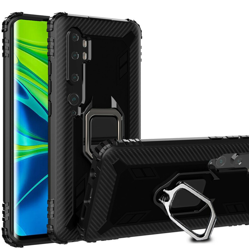 Coque Xiaomi Mi Note 10 Ring et Fibre Carbone