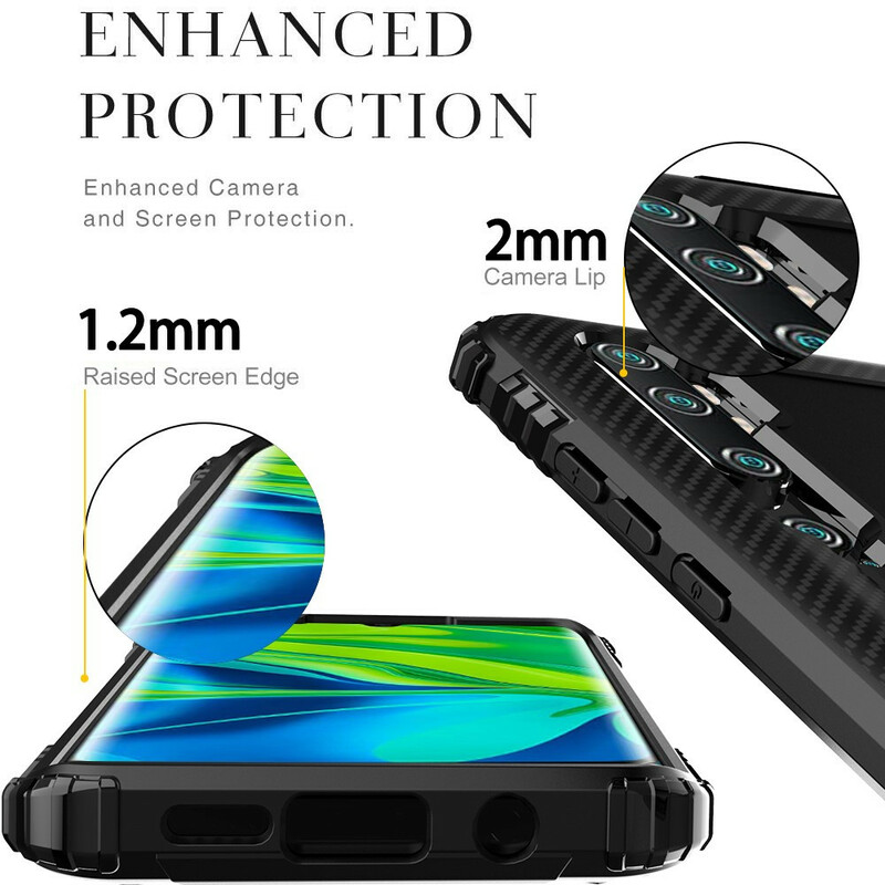 Coque Xiaomi Mi Note 10 Ring et Fibre Carbone