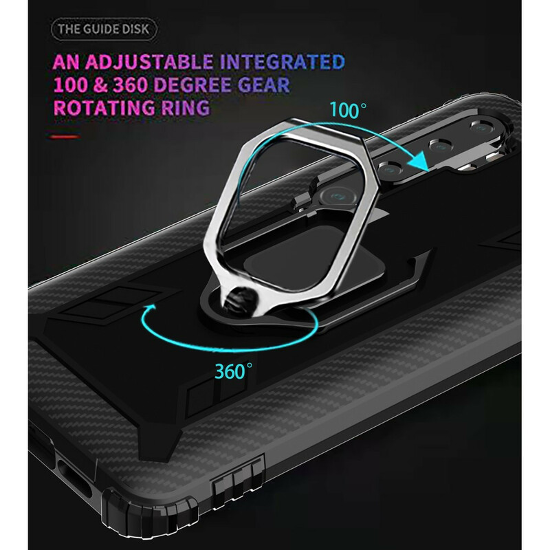 Coque Xiaomi Mi Note 10 Ring et Fibre Carbone