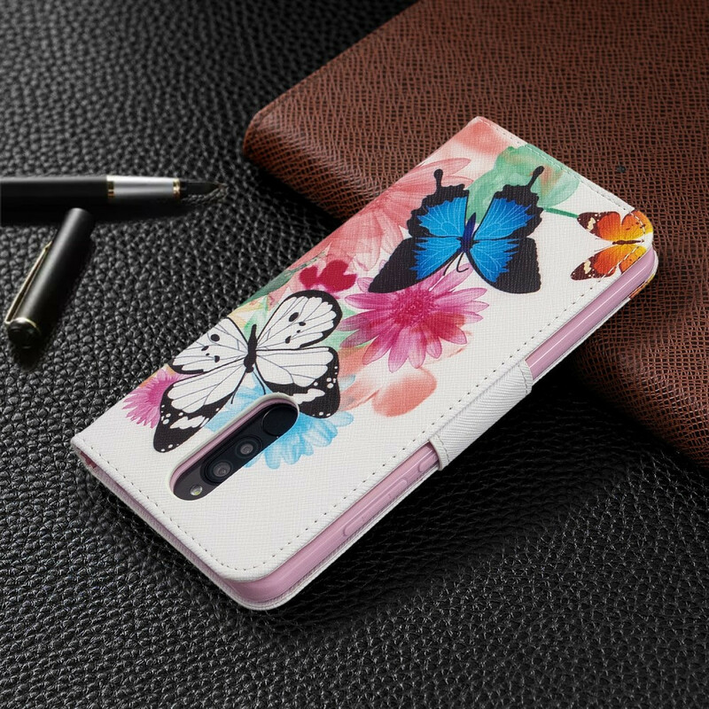 Housse Xiaomi Redmi 8 Papillons et Fleurs Peints