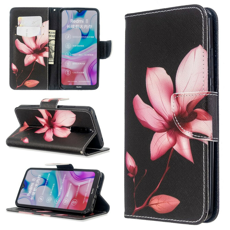 Housse Xiaomi Redmi 8 Fleur Rose