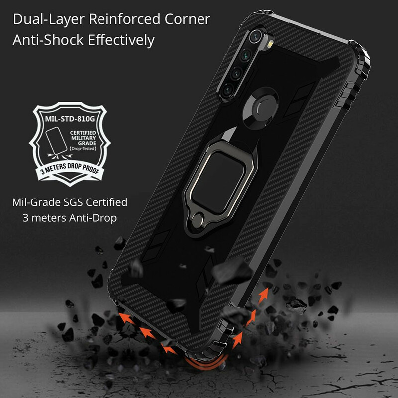 Coque Xiaomi Redmi Note 8T Ring et Fibre Carbone