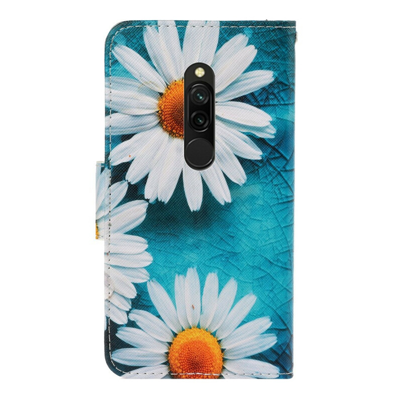 Housse Xiaomi Redmi 8 Marguerites à Lanière