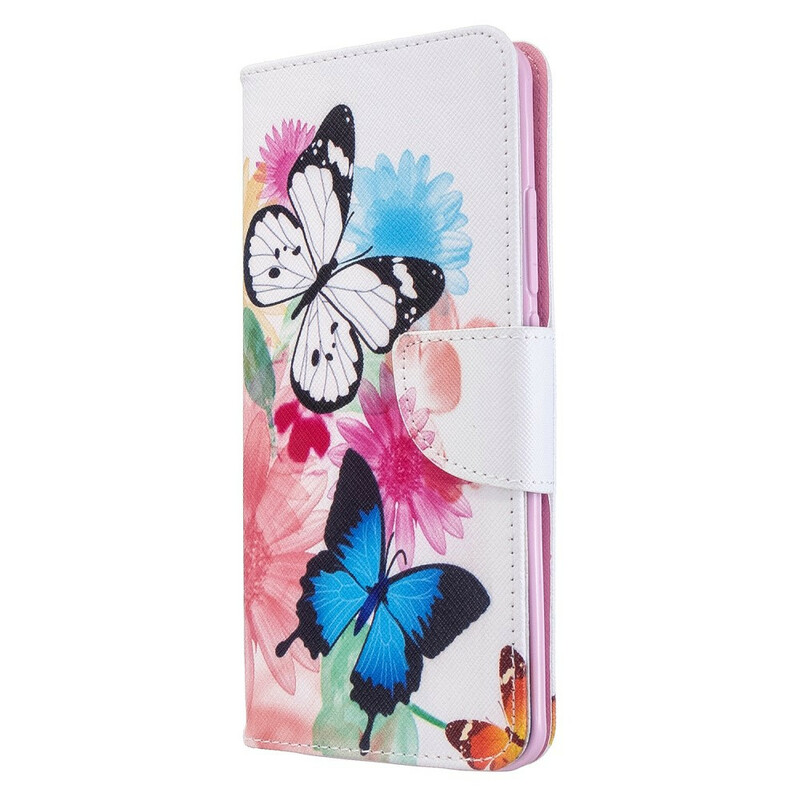 Housse Xiaomi Mi Note 10 Papillons et Fleurs Peints