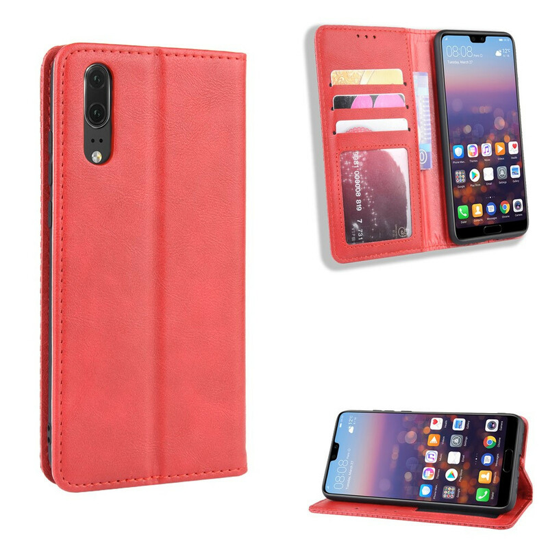 Flip Cover Huawei P20 Effet Cuir Vintage Stylisé