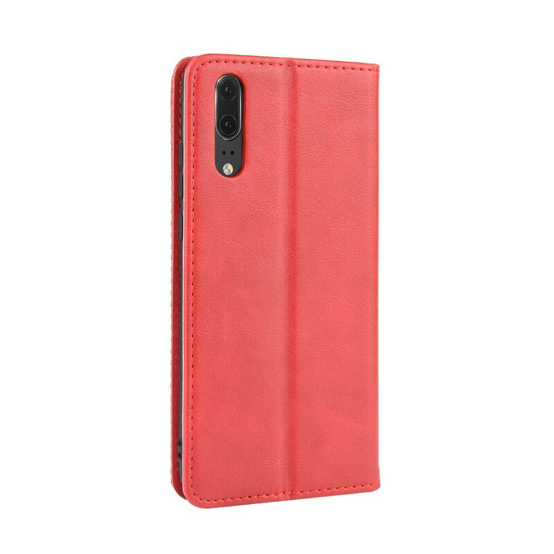 Flip Cover Huawei P20 Effet Cuir Vintage Stylisé