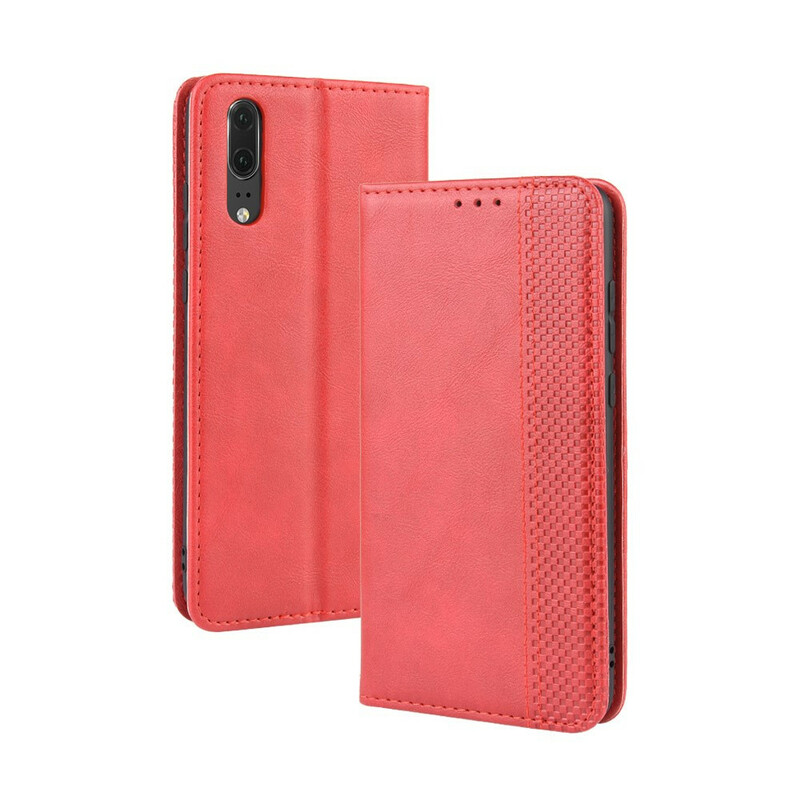 Flip Cover Huawei P20 Effet Cuir Vintage Stylisé