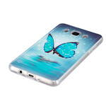 Coque Samsung Galaxy J7 2016 Papillon Bleu Fluorescente